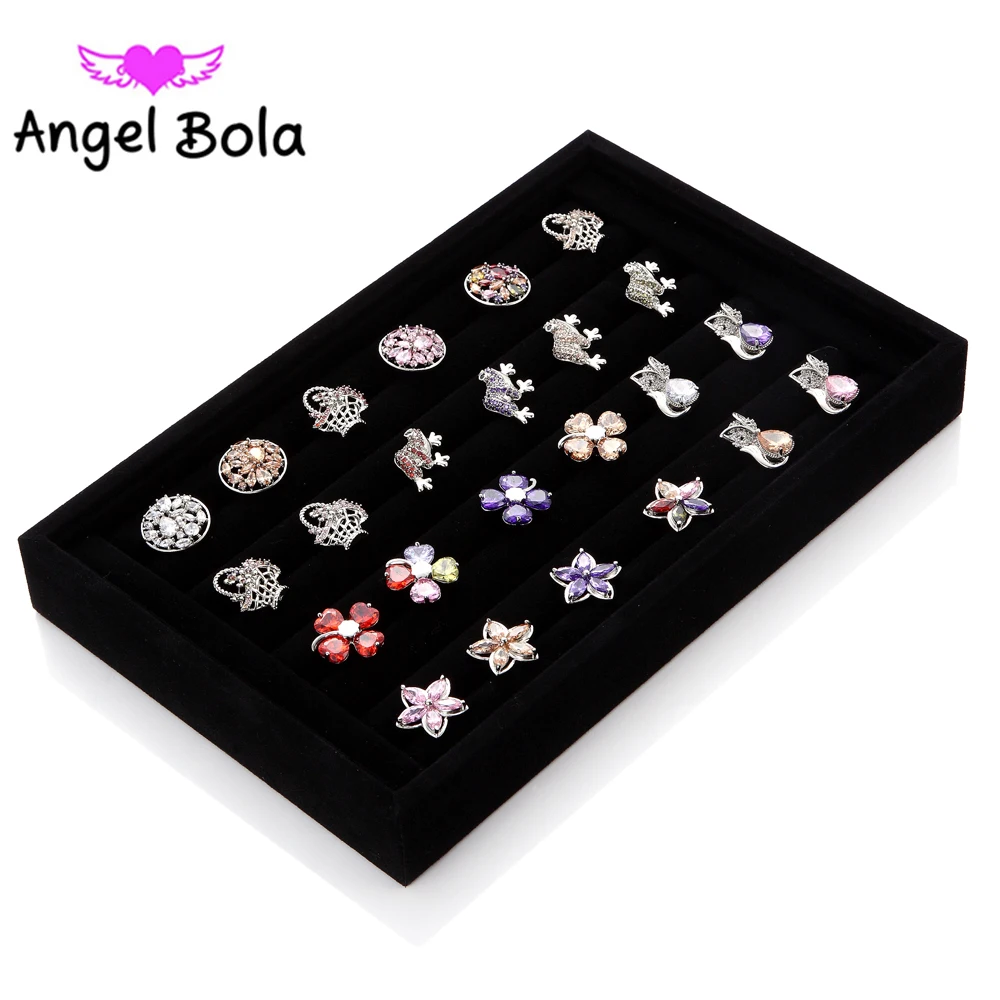 

Pryme Jewelry Insert Display Trays Insert Linen 23*14.7*3 Earrings Snap Buttons Trays Storage Holder Black Beige Ring Display