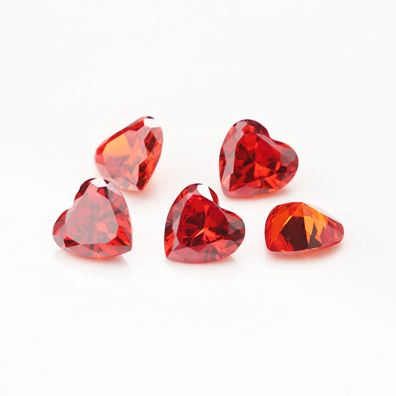 

50PCS 3x3~15x15mm Heart Shape Loose CZ Stone Orange Color AAAAA Cubic zirconia Synthetic stone For Jewelry DIY Gems Stone