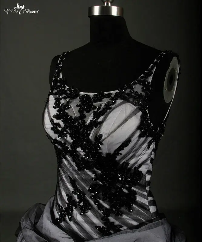 Белое и черное платье для свадьбы с коротким передом длинной спинкой RSW711|wedding dress