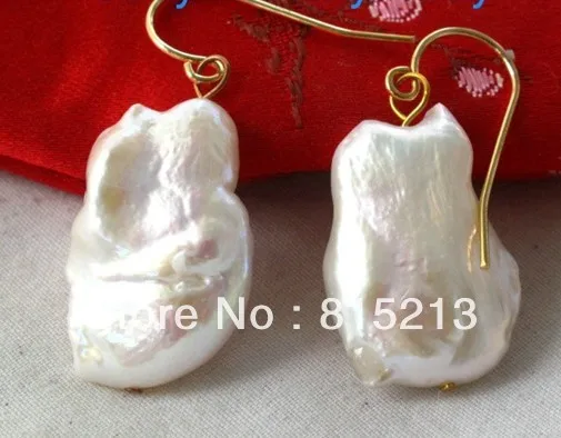 

Hot selling> wb0069 Unusual White Rainbow Keishi Keshi Baroque Pearl Earrings GP -Bride jewelry free shipping