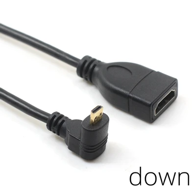 Down Вверх вниз вправо влево Угловой Micro HDMI к HDMI адаптер «Папа-мама» Разъем 10 см для HDTV Тип D hdmi micro hdmi угол кабеля - Цвет: Down