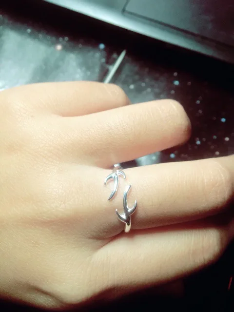 925 серебряные Рога Кольцо для Новинки женщин двойной рог лося открытым