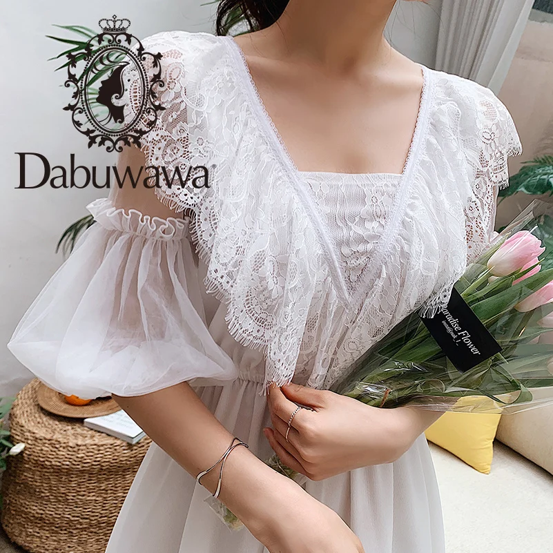 Danuwawa женское белое платье миди 2019 летнее Новое шифоновое Плиссированное