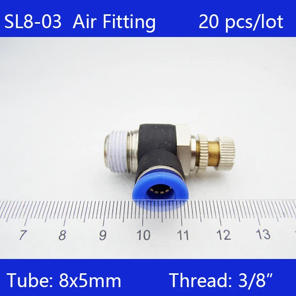 Высокое качество SL8 03 20 шт 8 мм толчок для подключения фитинга 3/8 &quotрегулятор скорости потока воздушного