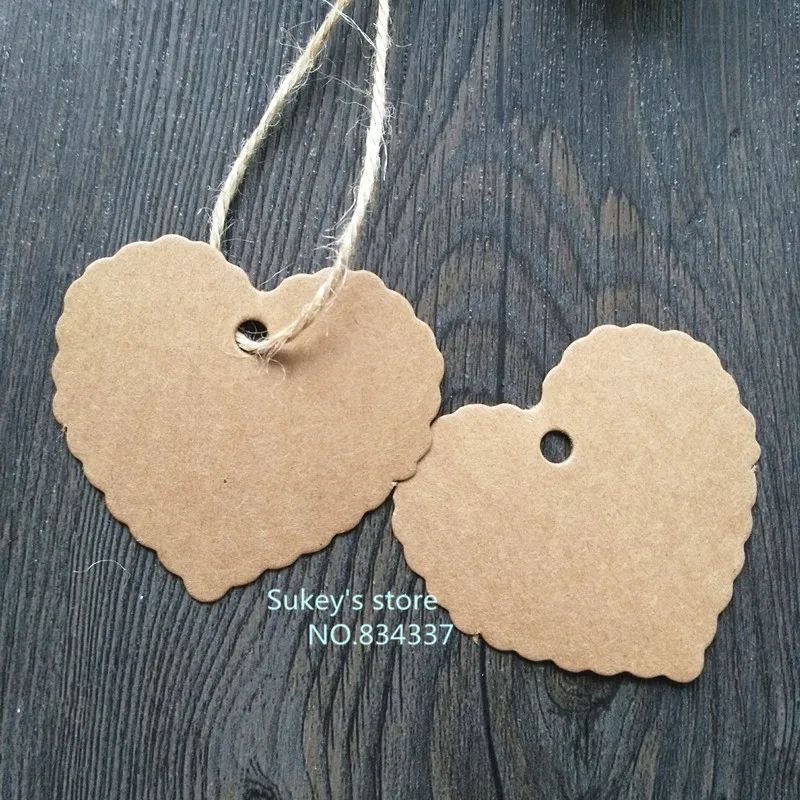 

50pcs/lot 6x5.5cm heart-shaped blank label Vintage cowhide paper gift tags,bookmarks,message card diy decoration