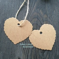 50pcslot 6x5 5cm heart shaped blank label vintage cowhide paper gift tagsbookmarksmessage card diy decoration