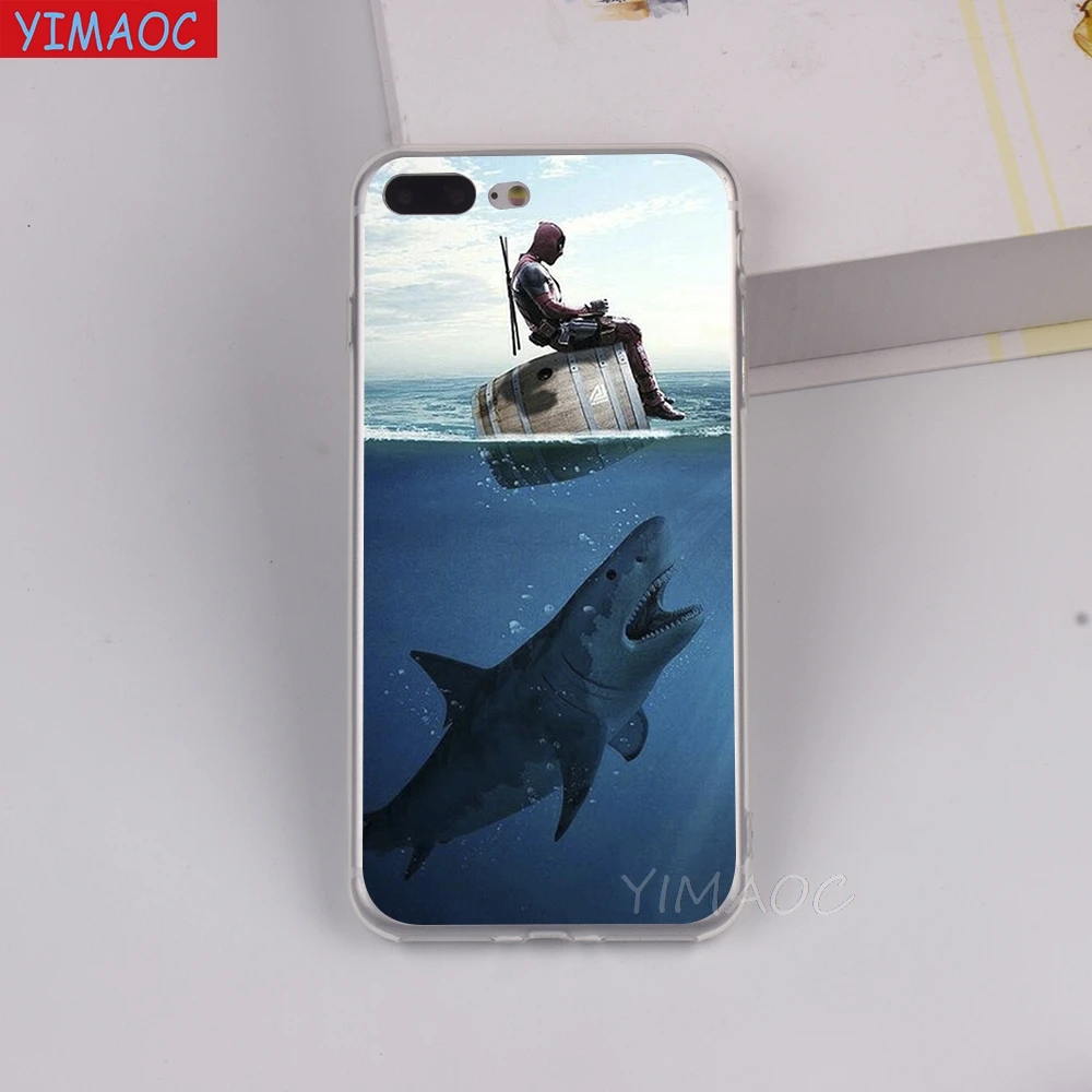 YIMAOC Deadpool And sharks Soft Case TPU Silicone Cover for iPhone 8 7 6 6S Plus 5 5S SE X XR XS 11 Pro Max Shell Cases |