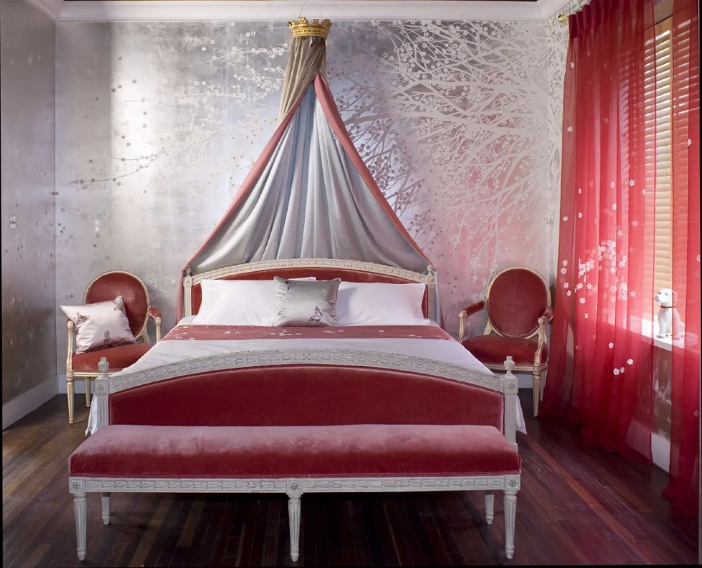 Классический стиль ручная роспись серебро/Золотая фольга обои живопись вишневые