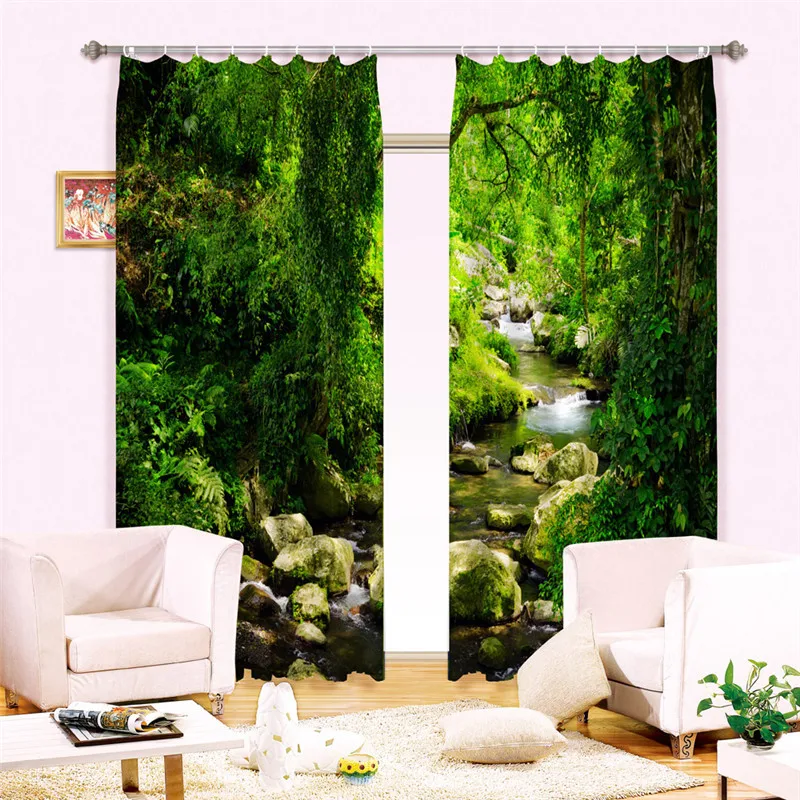 

Window Curtains Luxury Blackout 3D Curtains For Living Room Bedroom Drapes cortinas Rideaux Customized size Green lake landscap
