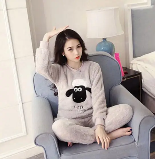 Зимние фланелевые пижамы для женщин, милые женские пижамы, Пижама Kigurumi, высокое качество, повседневные мягкие пижамы для женщин, 2 шт