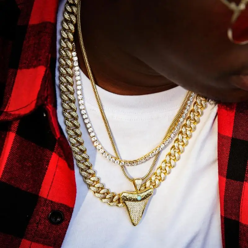 Iced Out Tennis Chain 3mm Gold Necklace Luxury Brand Ice Link New Micro-inlaid Zircon Hip Hop Jewelry for Men and Women | Украшения и