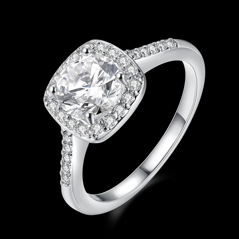 

Engagement Ring Top Quality Rings For Women White Crystal Ring Silver Color Overlay Jewelry Size 5 6 7 8 9 AR2046