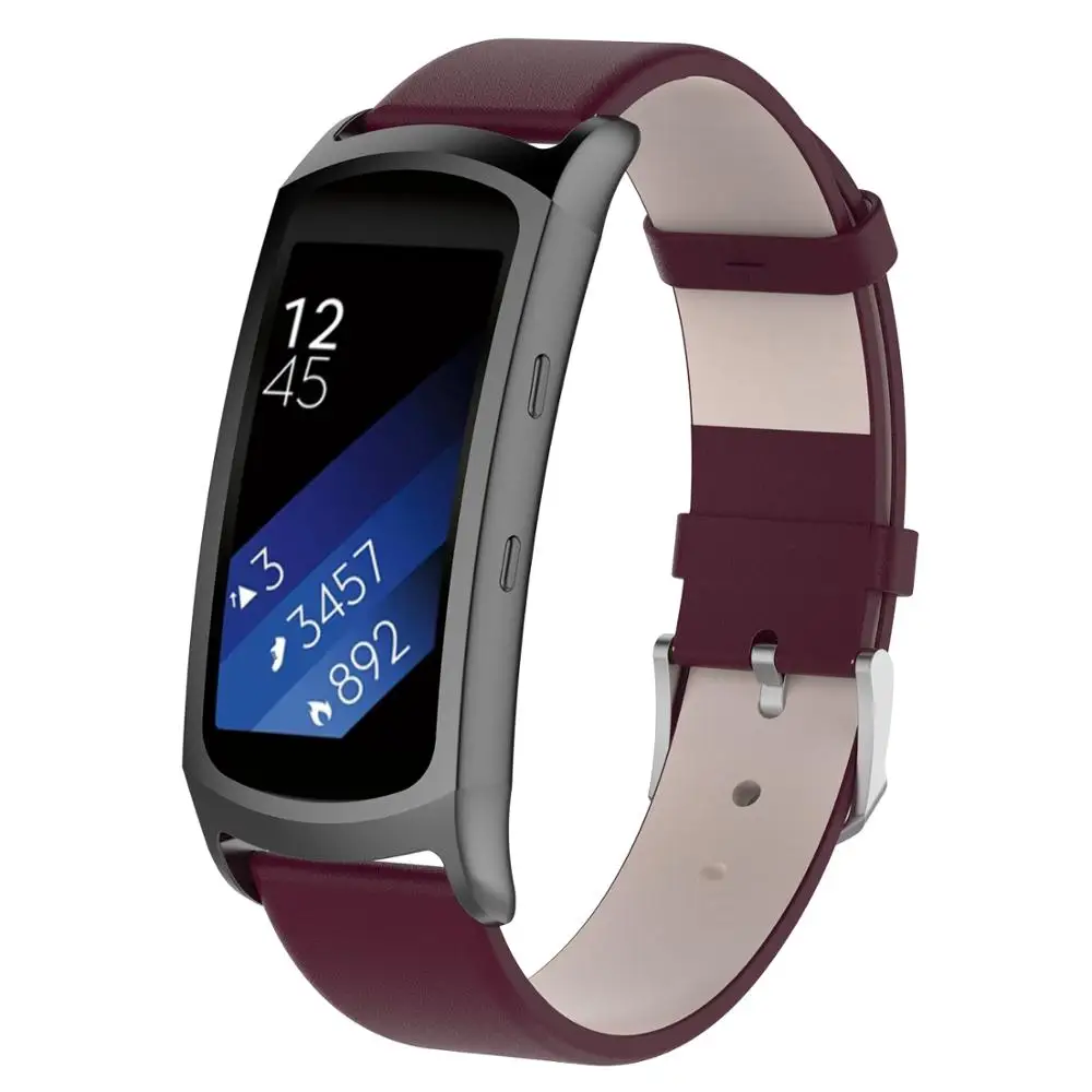 Кожаный браслет 2 в 1 для Samsung Gear Fit с ремешком + Защитная пленка экрана Pro Band |
