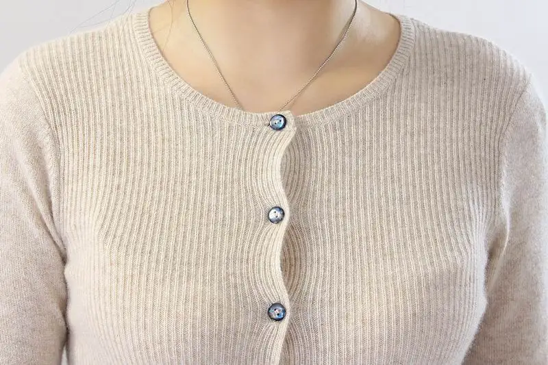 100% кашемировый свитер для женщин круглый вырез кардиган кофейного цвета