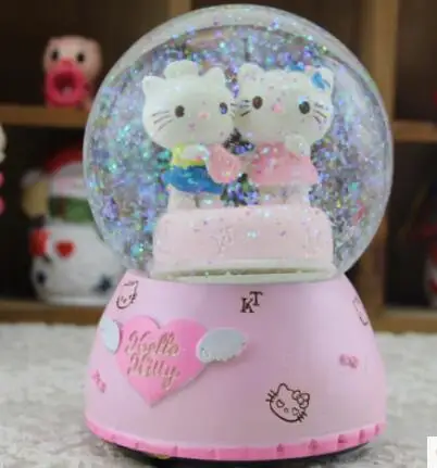 Музыкальная шкатулка в виде хрустального шара с поворотом на снегу WBY 719 +|music