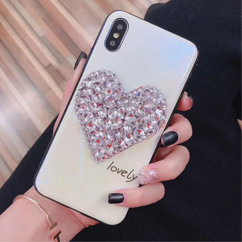 Rheinruby с украшением в виде кристаллов Стразы закаленное Стекло чехол для iPhone 6S 7 8