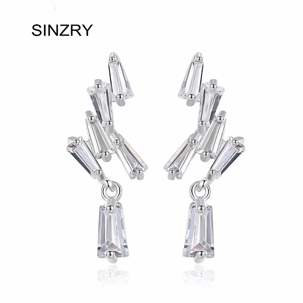 

SINZRY Trendy Geometric CZ Curved Asymmetric Stud Earrings For Women Fashion cute CZ earrings Party Jewellery Brincos