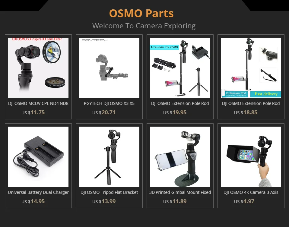 OSMO удлинитель стержень масштабируемый удлинитель/4 в 1 зарядное устройство+ Универсальная рамка/Штатив для DJI Osmo& DJI