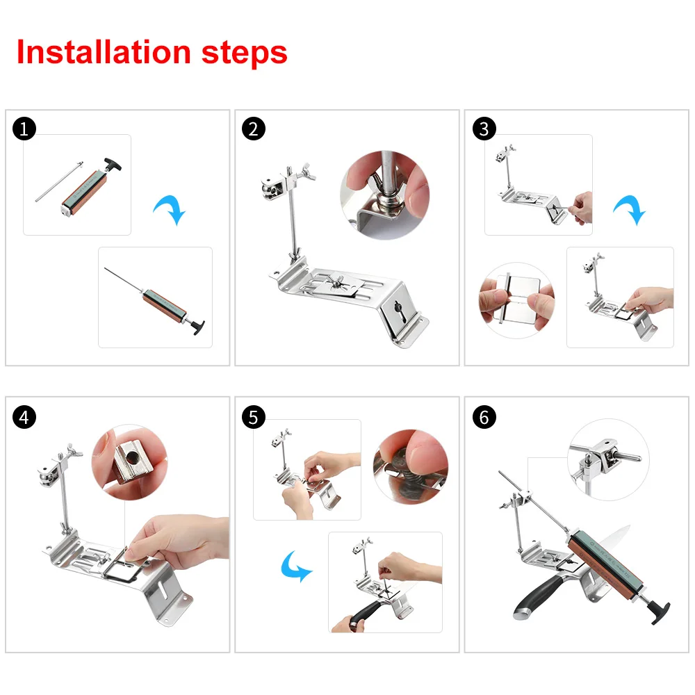 

Pro Knife Sharpener Tool Set Stainless Steel Kitchen Knife Sharpener Grinder Sharpening Fix Fixed Angle with whetstones