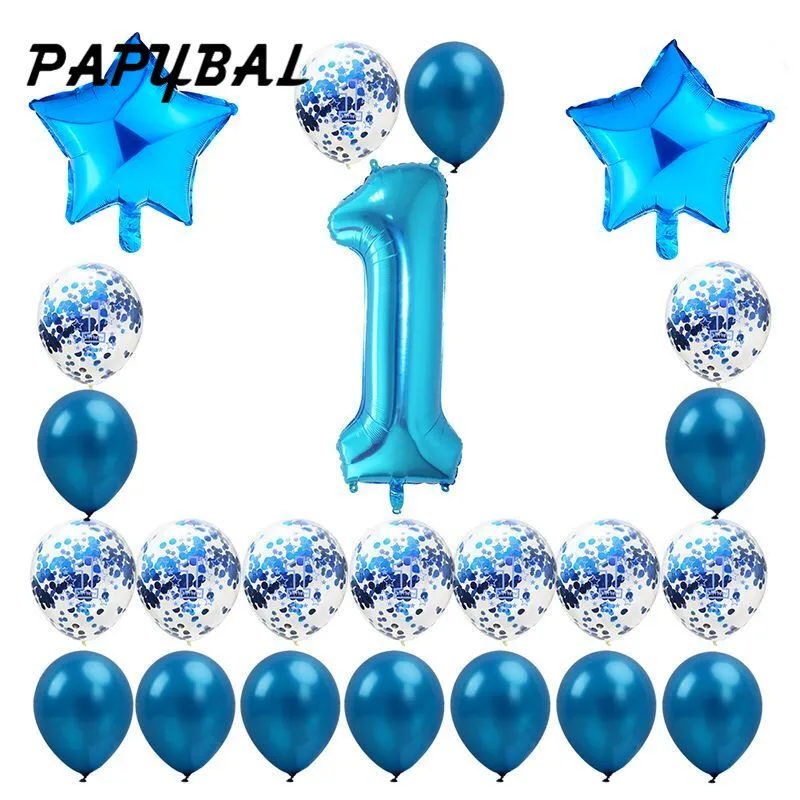 As Picture PAPYBAL/воздушные шары на 1-й день рождения, синие, розовые фольгированные шары для маленьких мальчиков и девочек, украшение на первый день рождения, на один год, на день рождения, детский праздничный Декор - Цвет: As Picture