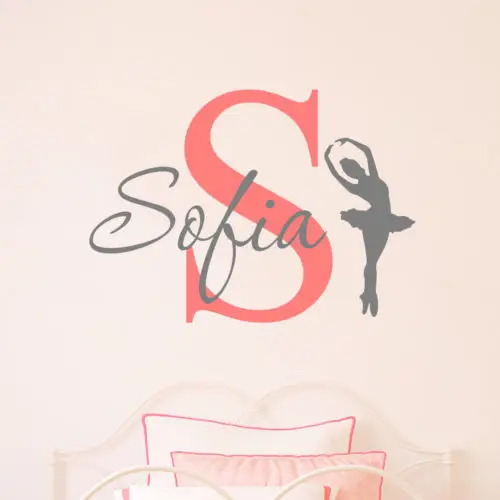 

Dancing Girl Personalized Name Wall Stickers Quotes Custom Name Wall Stickers For Kids Room Princess Girl Room Decor Mural A529