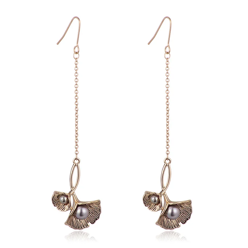 Винтажные жемчужные украшения для ушей длинные висячие серьги с цветочным