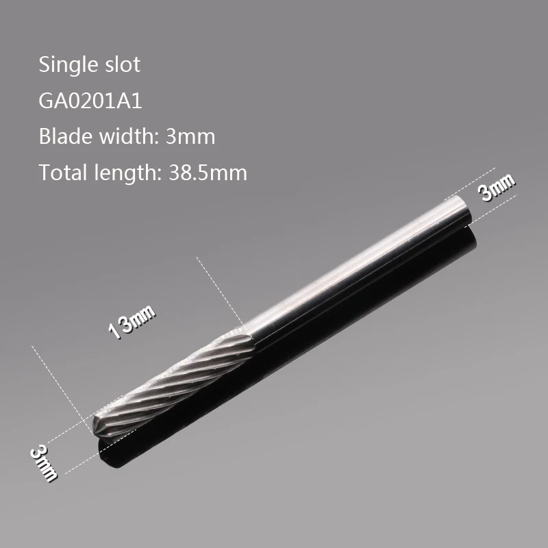 Single slot 3mm Вольфрамовая сталь твердого металла Шлифовальная головка сплав роторное Фрезерование резак резьба по дереву u-стальной файл c-образный цилиндрический шар головка - Цвет: Single slot 3mm