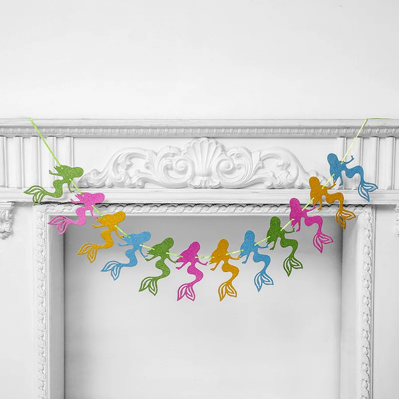 Блестящая Русалка Раковина Морская звезда бумага для баннера гирлянды из