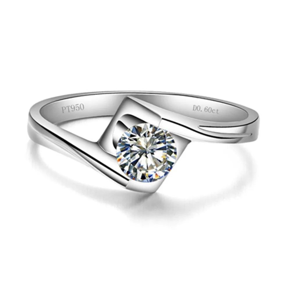 

G-H цвет моиссанит тест положительные ювелирные изделия 0.6CT алмазное углеродное кольцо Moissanite женское белое золото thentic Lab Grown Ring