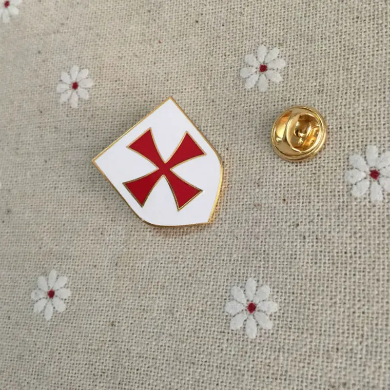 100pcs Factory Customized Pins and Badges Masonic Christian Army Crusader Knights Templar Red Cross White Shield Mason Lapel Pin | Дом и сад