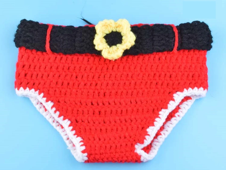 Moeble Newborn BABY Crochet Santa Clause Photography Props Three Piece Set for babies Knitted Infant Boy Photo | Детская одежда и