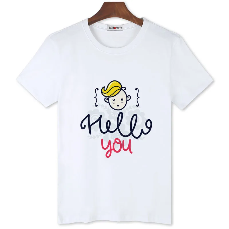 Футболка BGtomato Say hello to you с известным дизайном для мужчин новинка лидер продаж
