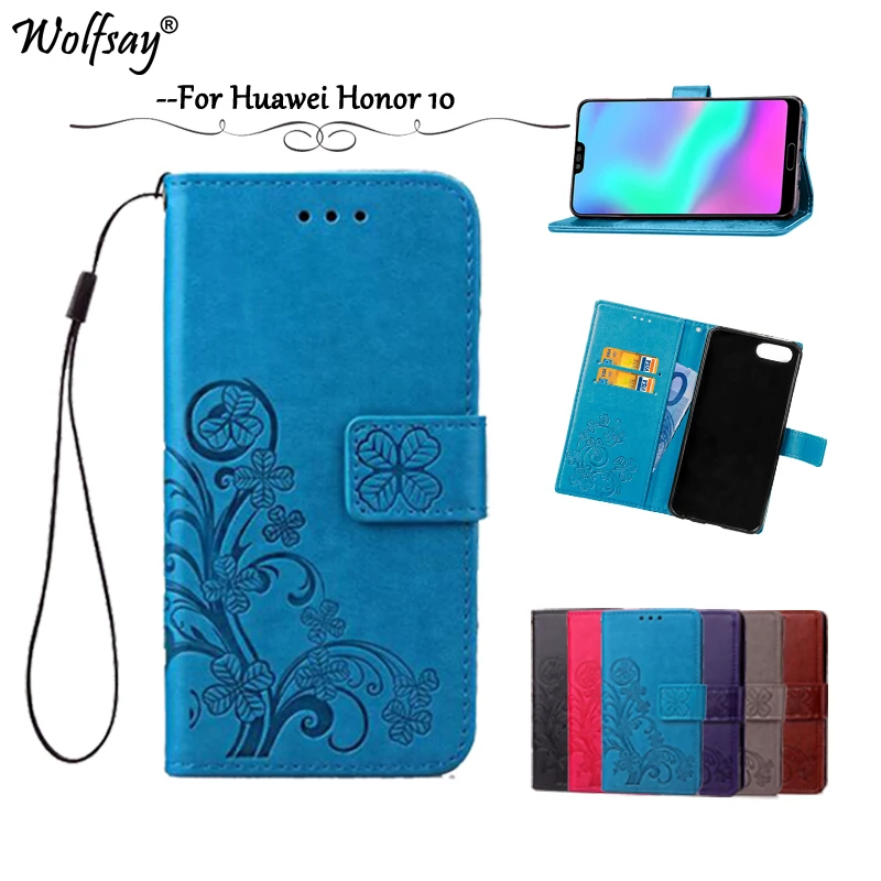 Чехол для Honor 10 Wolfsay кожаный чехол с откидной крышкой и бумажником Huawei мягкий
