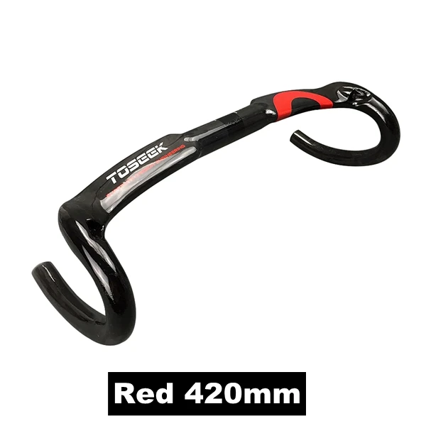 Red 420mm Toseek углеродное волокно руль велосипеда изогнутый руль велосипеда для шоссейного велосипеда горный велосипед 400/420/440 мм 31,8 мм - Цвет: Red 420mm