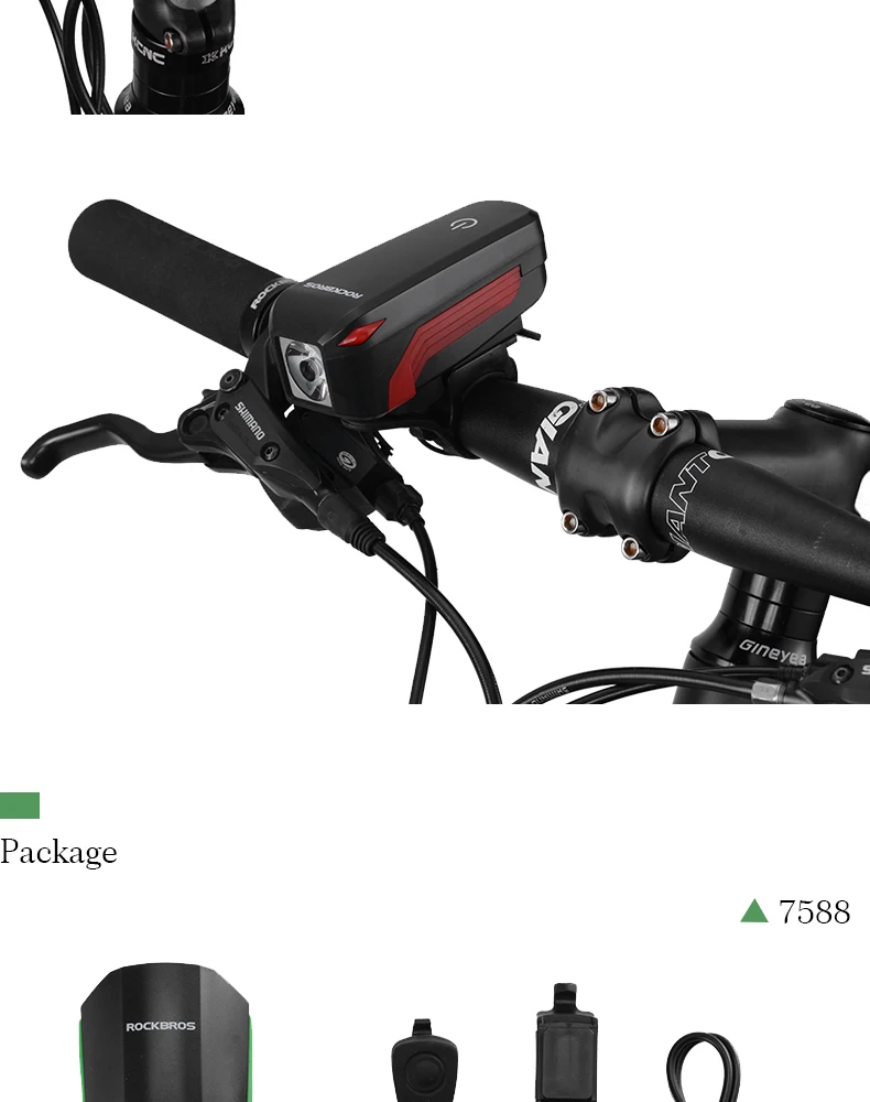 ROCKBROS Rechargeable2 в 1 велосипедный светильник, велосипедный звонок, 350 люмен, USB, MTB велосипедный передний светильник, электрический звонок, мигающий светильник, водонепроницаемый