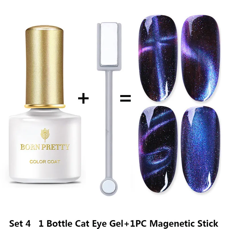 Set 4 BORN PRETTY 6 мл Гель-лак для ногтей магнитный эффект кошачьих глаз УФ-гель гламурный Хамелеон Гель-лак замачиваемый УФ светодиодный лак - Цвет: Set 4