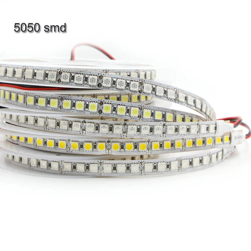 Светодиодные ленты светильник 5M 12V 2835 3014 4014 3528 5050 5630 5054 SMD теплый белый свет, холодный белый не Водонепроницаемый лента светильник Светодиодные ленты e 12v
