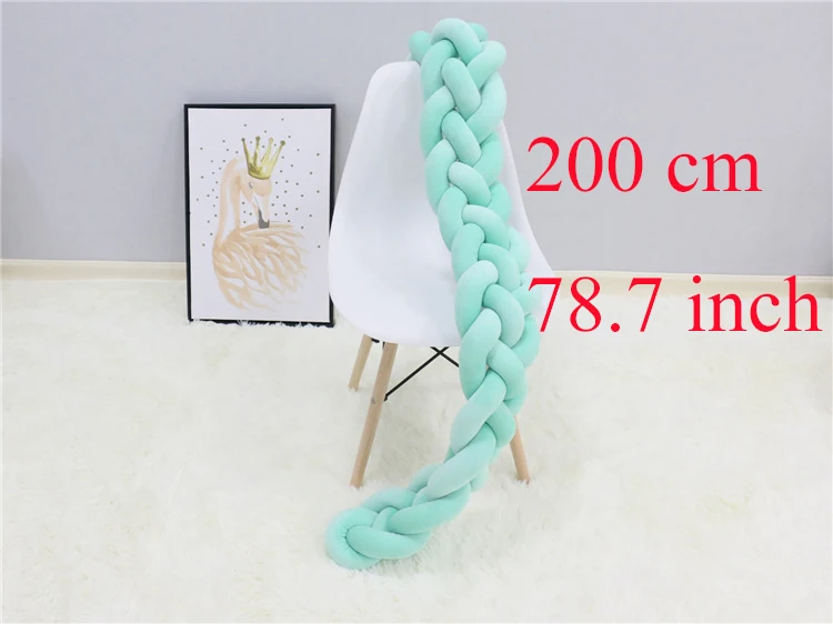 200cm Green 1 м/2 м/3 м 4 пряди ручной скандинавский узел кроватка Боковой бампер для новорожденных Безопасность Детская Кроватка Забор украшение в детскую комнату кровать набор защита для кроватки - Цвет: 200cm Green