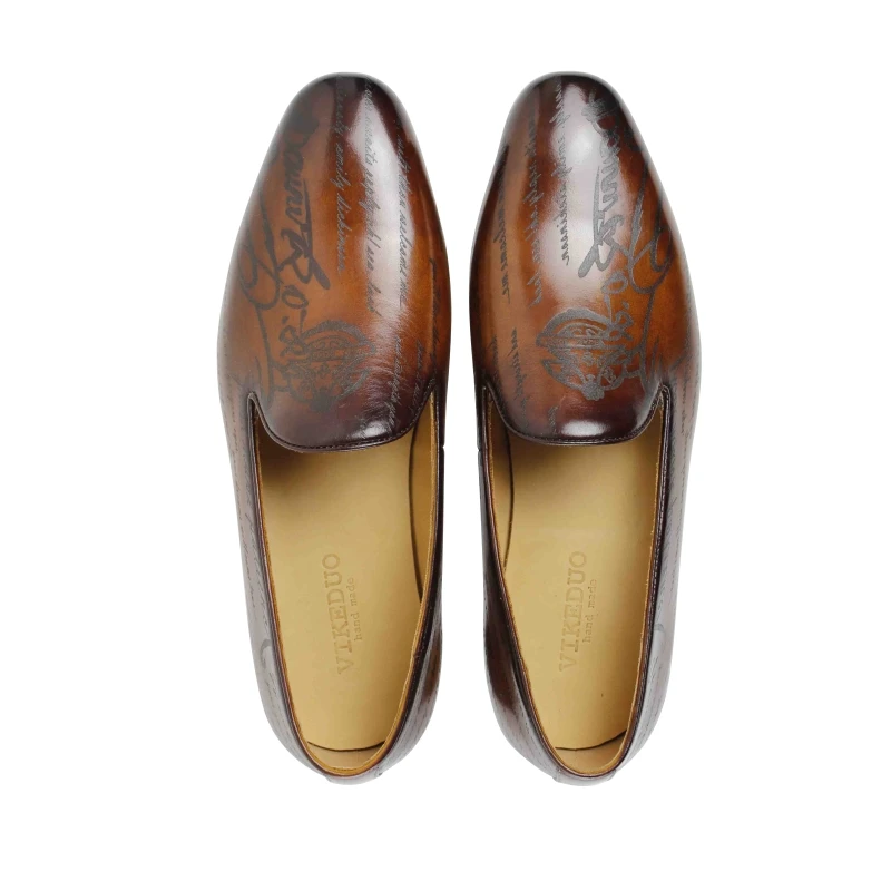 Vikeduo Handmade Men's Loafer Shoes Genuine Leather Fashion Wedding Party Luxury Brand Male Casual Slip-On Mans Footwear | Обувь