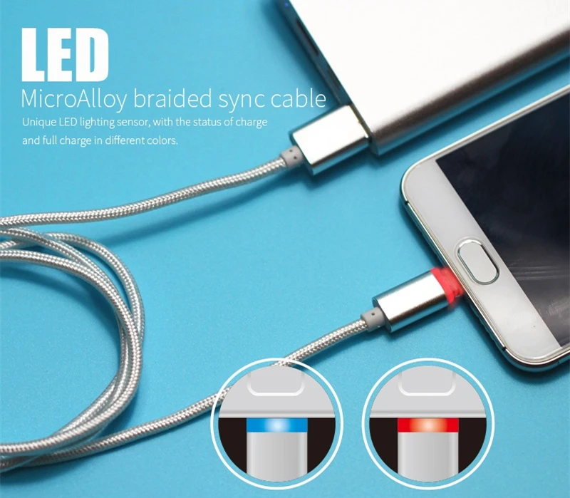 Светодиодный светильник для гольфа, Micro usb кабель для зарядки samsung S6 S7, быстрое зарядное устройство, Android телефон, кабель для синхронизации данных для huawei mate 7 8