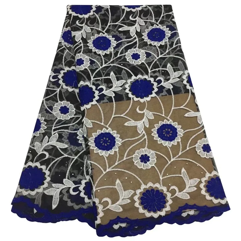 Недорогая африканская фиолетовая кружевная ткань с камнями швейный материал