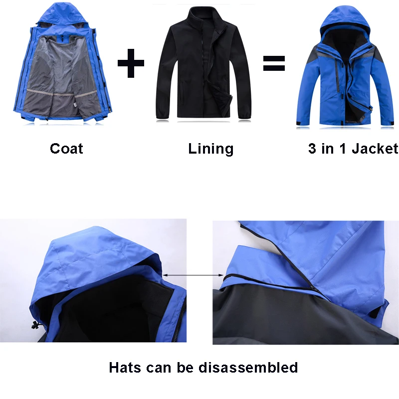 TRVLWEGO Ski Jacket Men Waterproof Winter Snow Removable Lining Thermal Coat Windproof Outdoor Mountain Skiing Snowboard | Спорт и