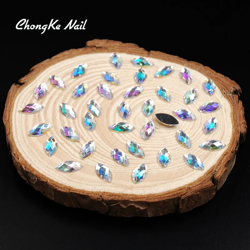 Высокое качество ногтей кристально чистый AB конский глаз дизайн Акриловые