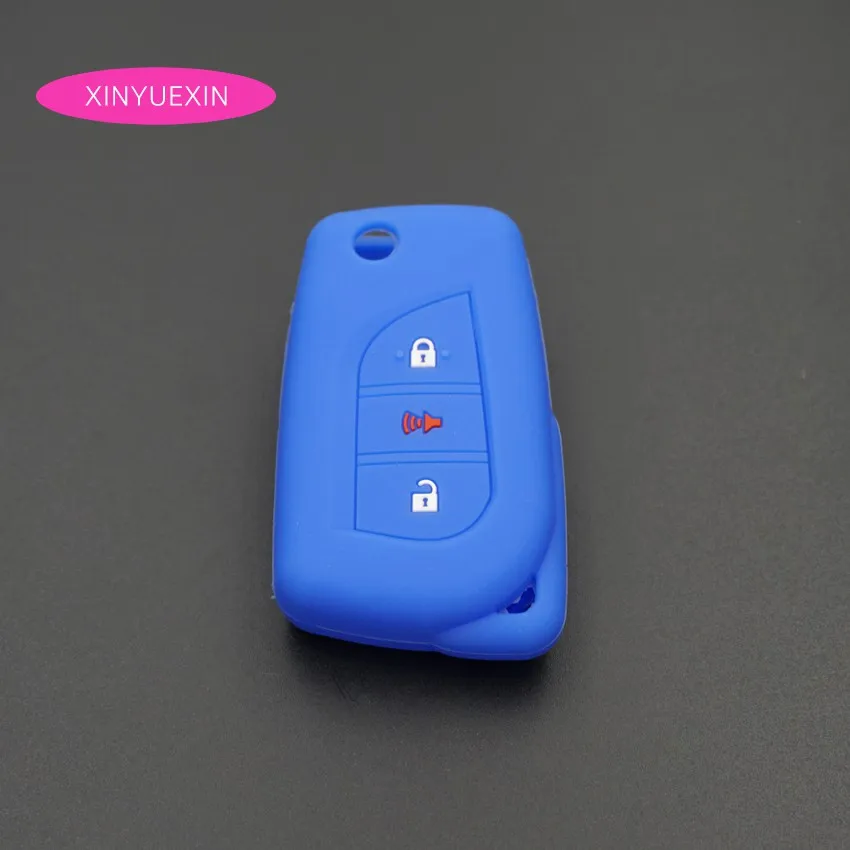 Xinyuexin For Toyota Avensis Corolla Prius Camry Vitz 3 Buttons Silicone Car Key Case Fob Cover FLip Remote Styling | Автомобили и