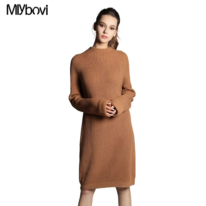 Women Autumn Winter Sweater Knitted Dresses Slim Elastic Turtleneck Long Sleeve Solid pullover female winter dress 2018 | Женская одежда