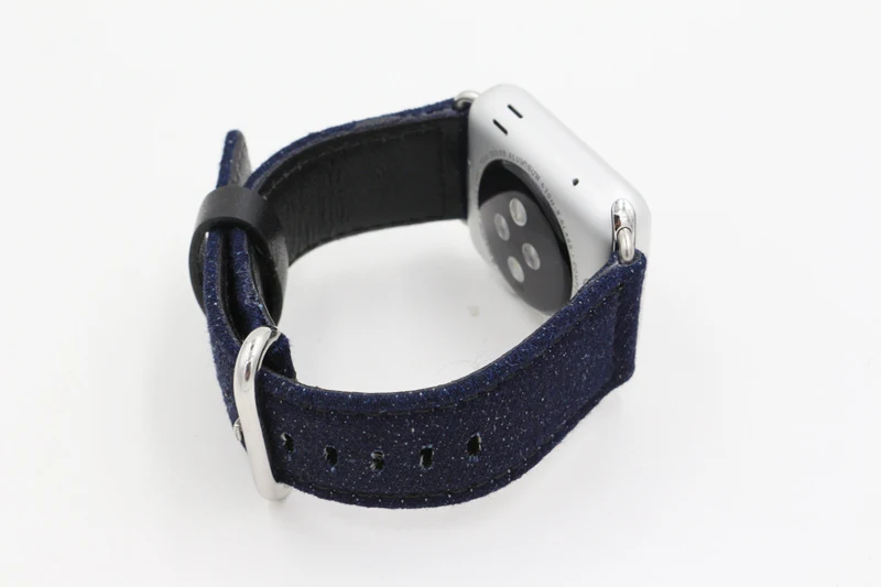 Dark Blue URVOI ремешок для apple watch серии 4/3/2/1 ремешок для наручных часов iwatch, синие джинсы кожаный чехол с ремешком с пряжкой; большие размеры 40-44 мм - Цвет ремешка: Dark Blue