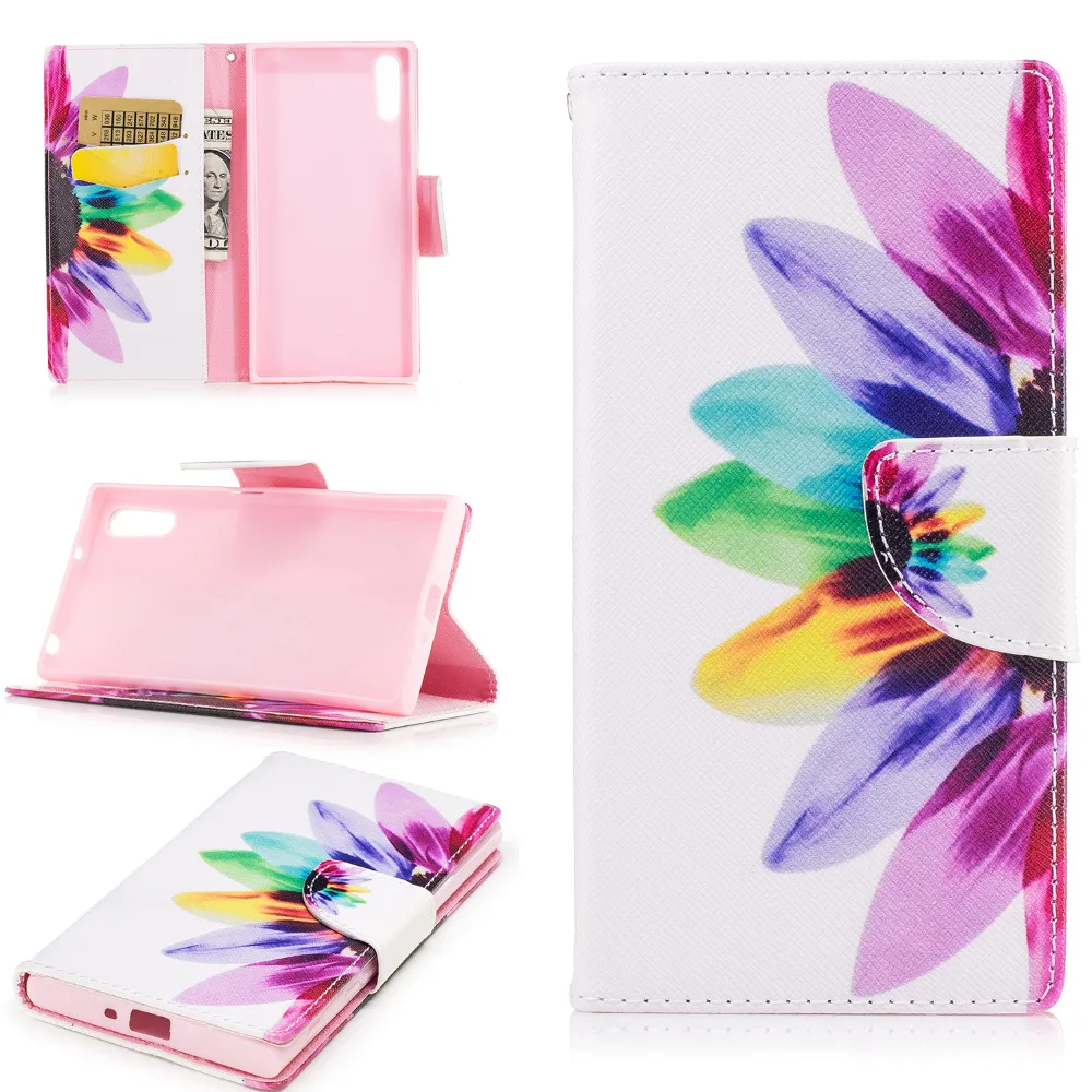 For Sony Xperia XZ flip case painted wallet leather cover F8331 mobile phone Case Coque Funda | Мобильные телефоны и