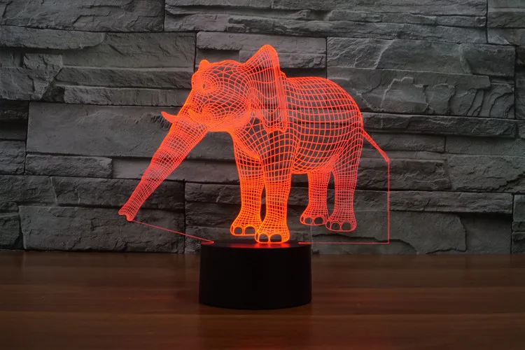 3D Atmosphere lamp 7 Color Changing Visual illusion LED Decor Lamp Elephant 3 Home Table Decoration for Child Gift | Игрушки и хобби
