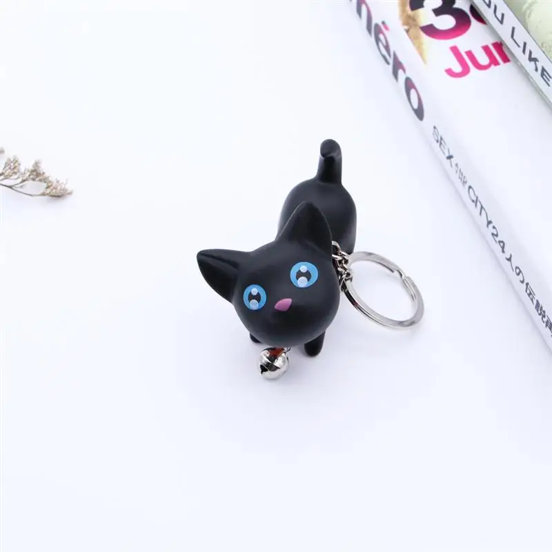 Милый мультфильм куклы маленький черный Кот брелок Porte Clef женщины брелок автомобиль брелок парные брелки для ключей