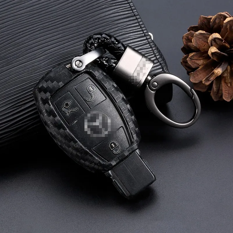 1pcs Carbon Fiber Pattern Silicone Car Key Case Cover For Mercedes-Benz C E S M CLS CLK GLK GL Class Keychain Accessories | Автомобили и